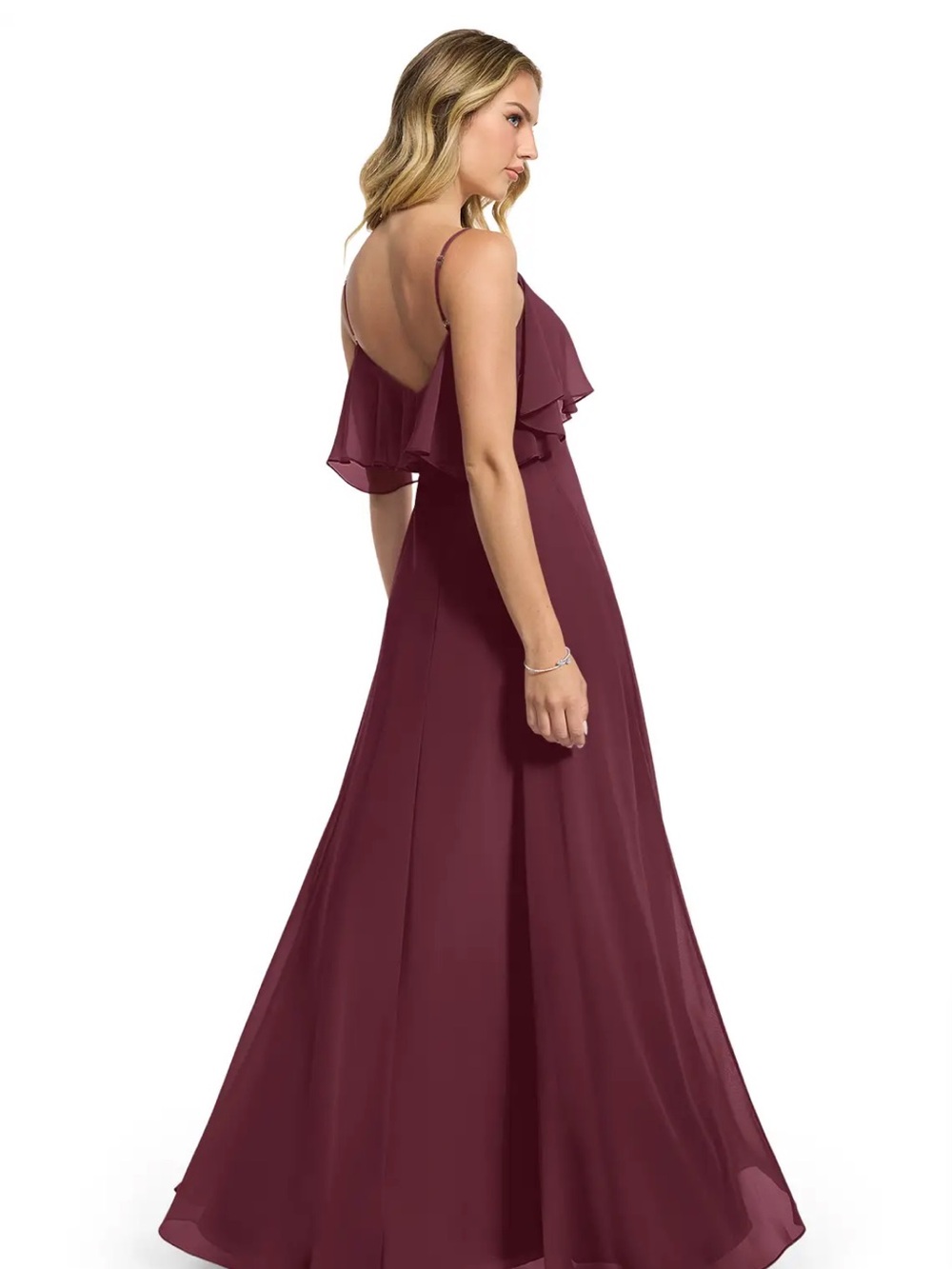 Azazie Women's Bridesmaid Cabernet Spaghetti Strap Dress sz 10